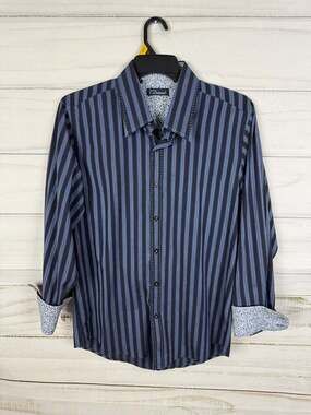 7 Diamonds Men's Striped Button Down Shirt Size L